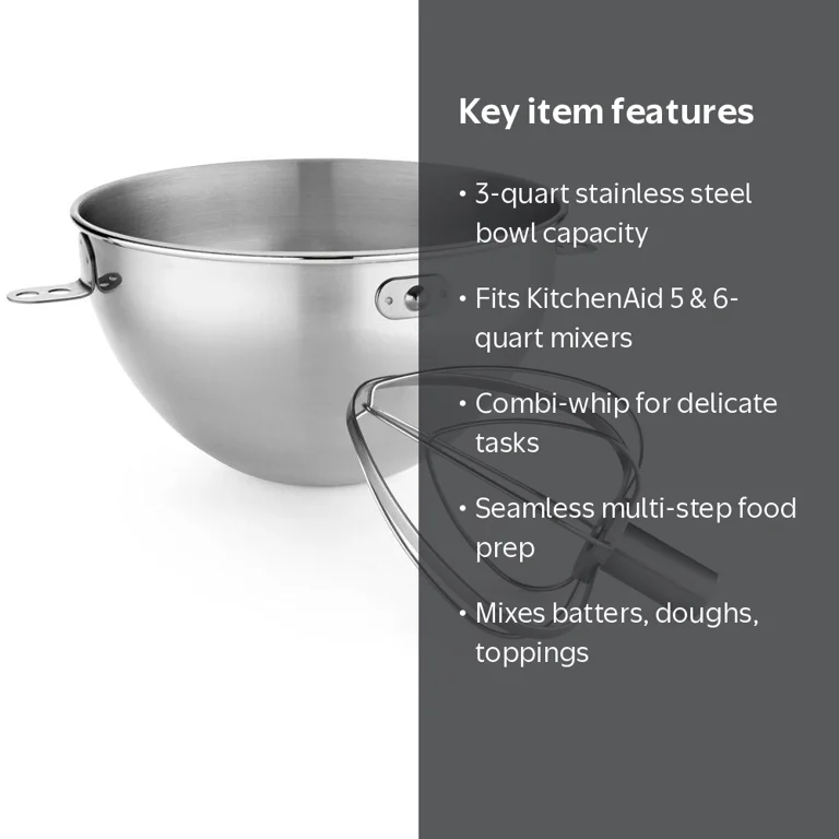 KitchenAid, KN3CW 3-Qt. Stainless Steel Bowl and Combi-Whip