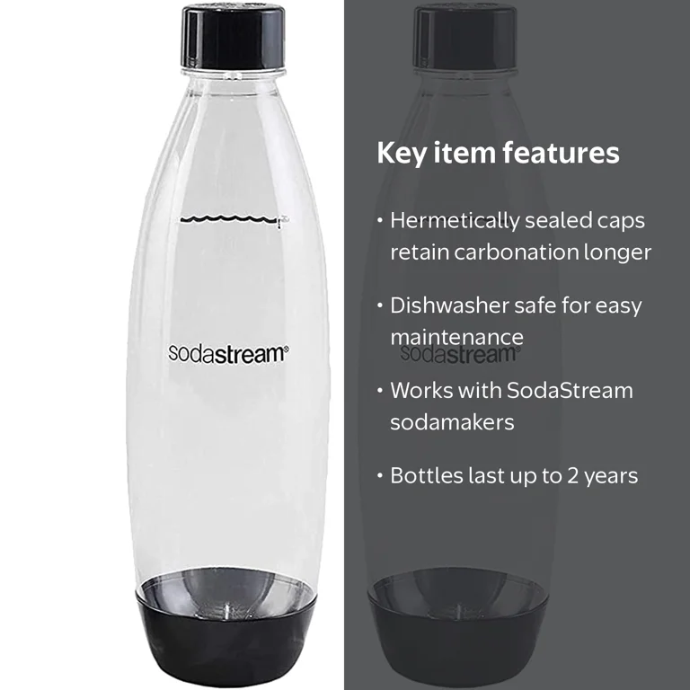 SodaStream Black 1 Liter Slim Bottle Twinpack - DISHWASHER SAFE
