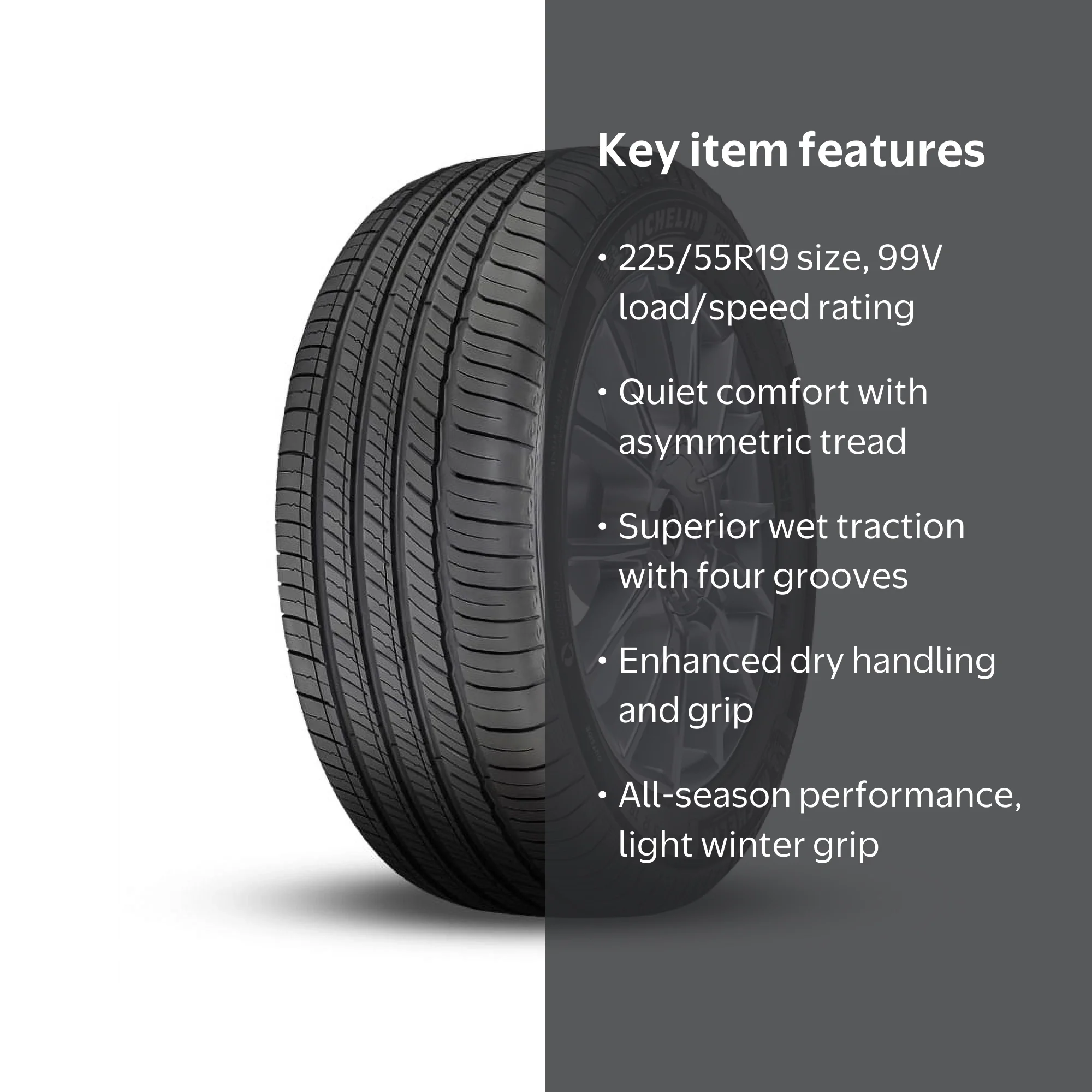 Michelin, Passenger Tire, 225/55R19 99V, All Season, T Read