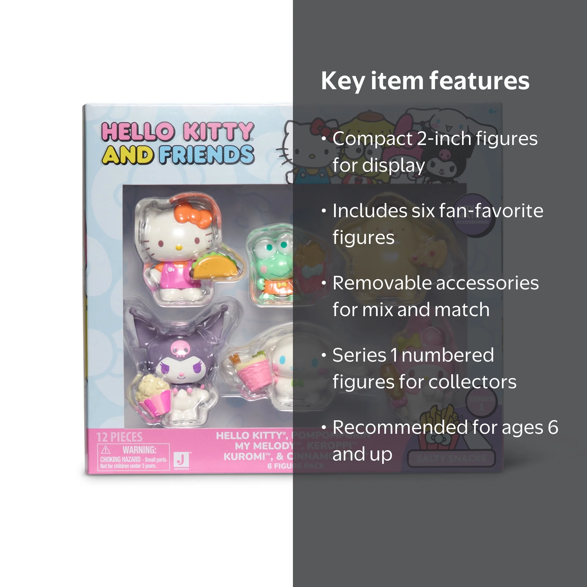 Hello Kitty and Friends, 2” Figure 6-Pack - Removable Salty