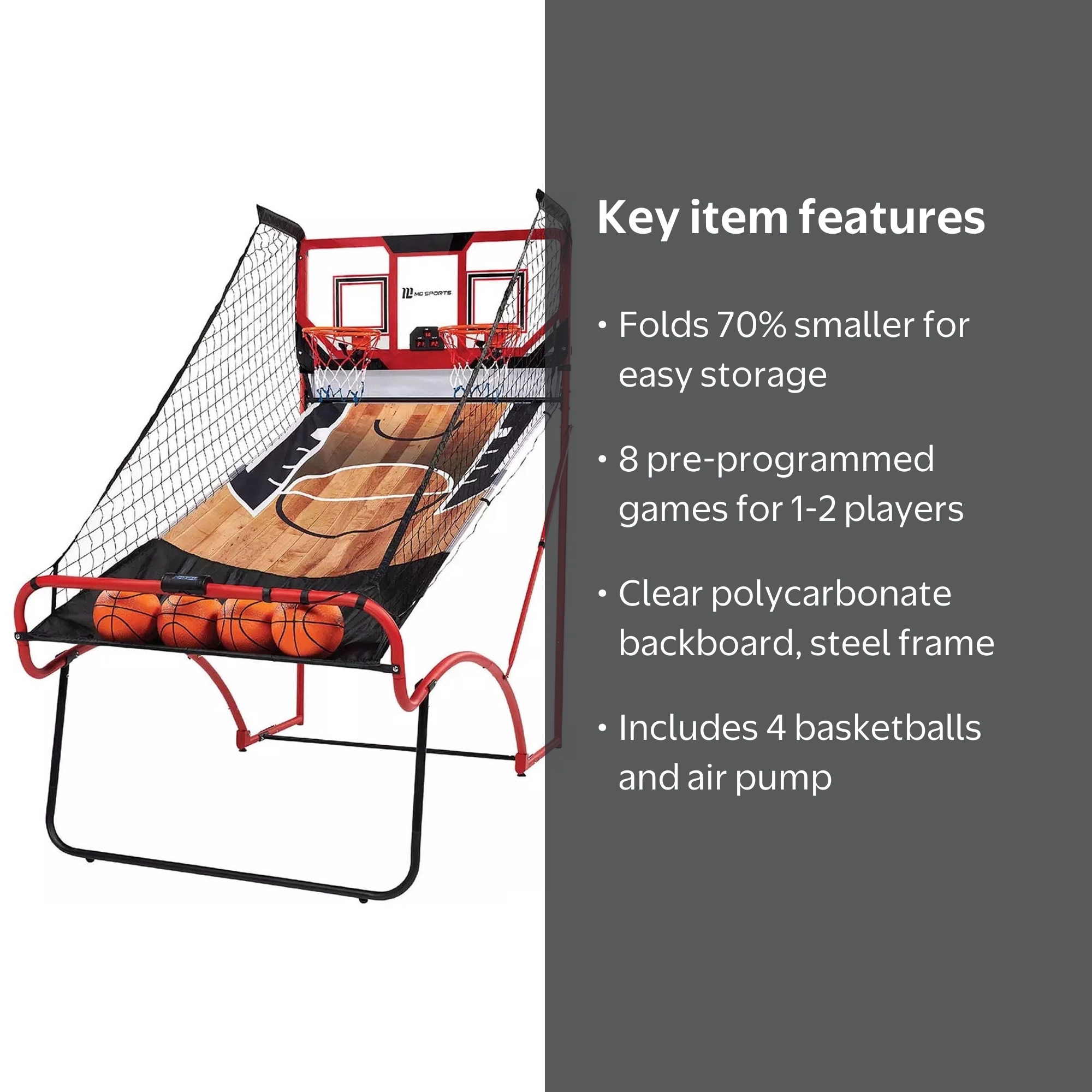 MD Sports EZ-FOLD 2-Player Indoor Arcade Dual Shot Scoring