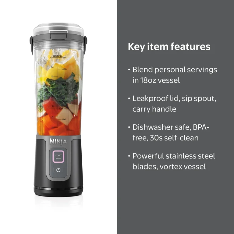 Ninja Blast Portable Personal 18 Oz Blender w/ Leak Proof Lid