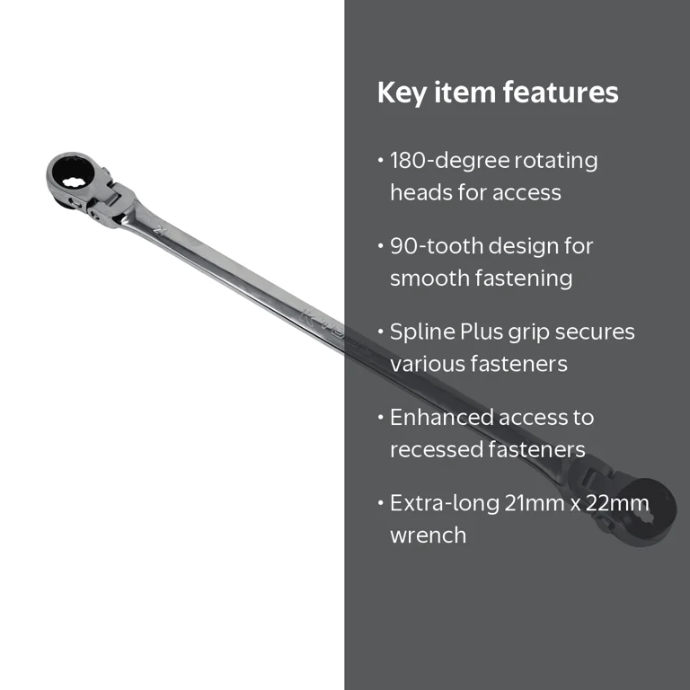 K Tool XDDB21X22 Extra Long 21mm x 22mm Flex Head Ratcheting