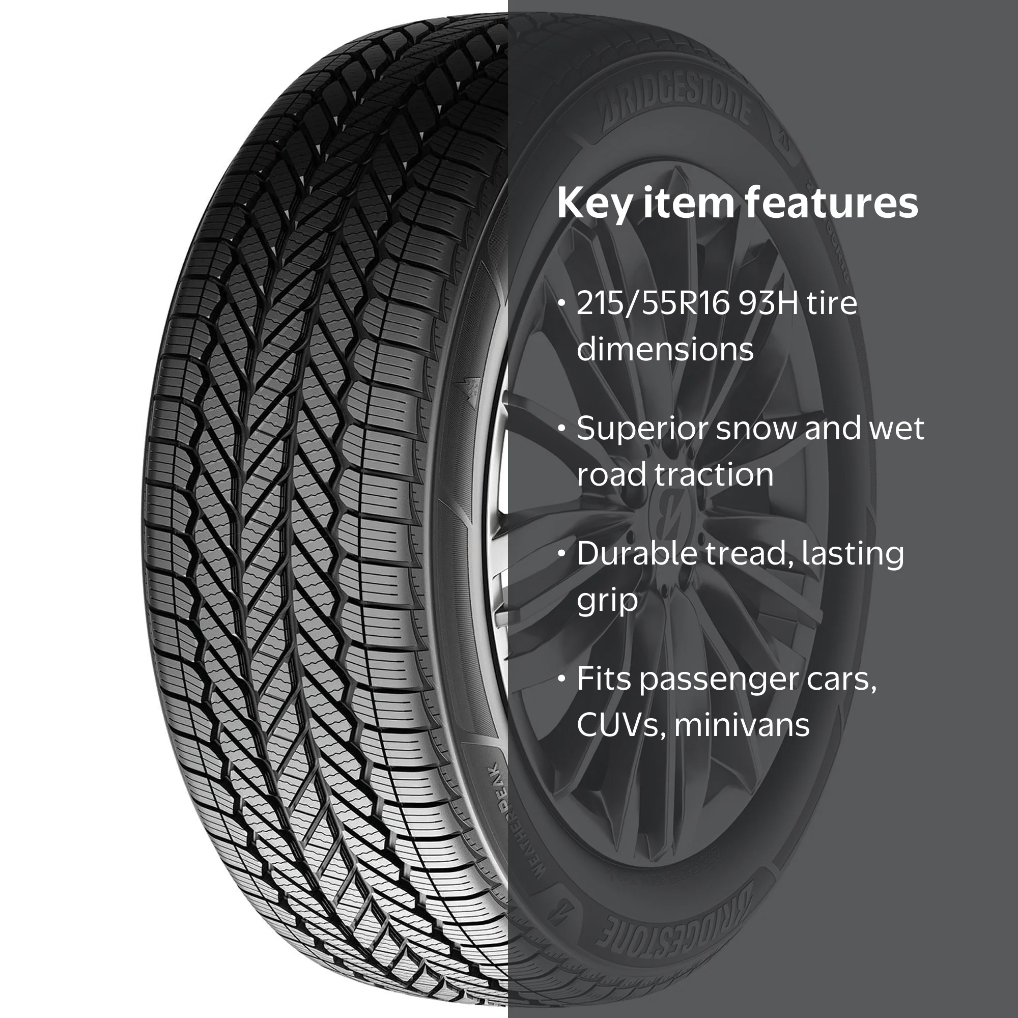 Bridgestone Weatherpeak 215/55R16 93H All Weather Passenger Tire