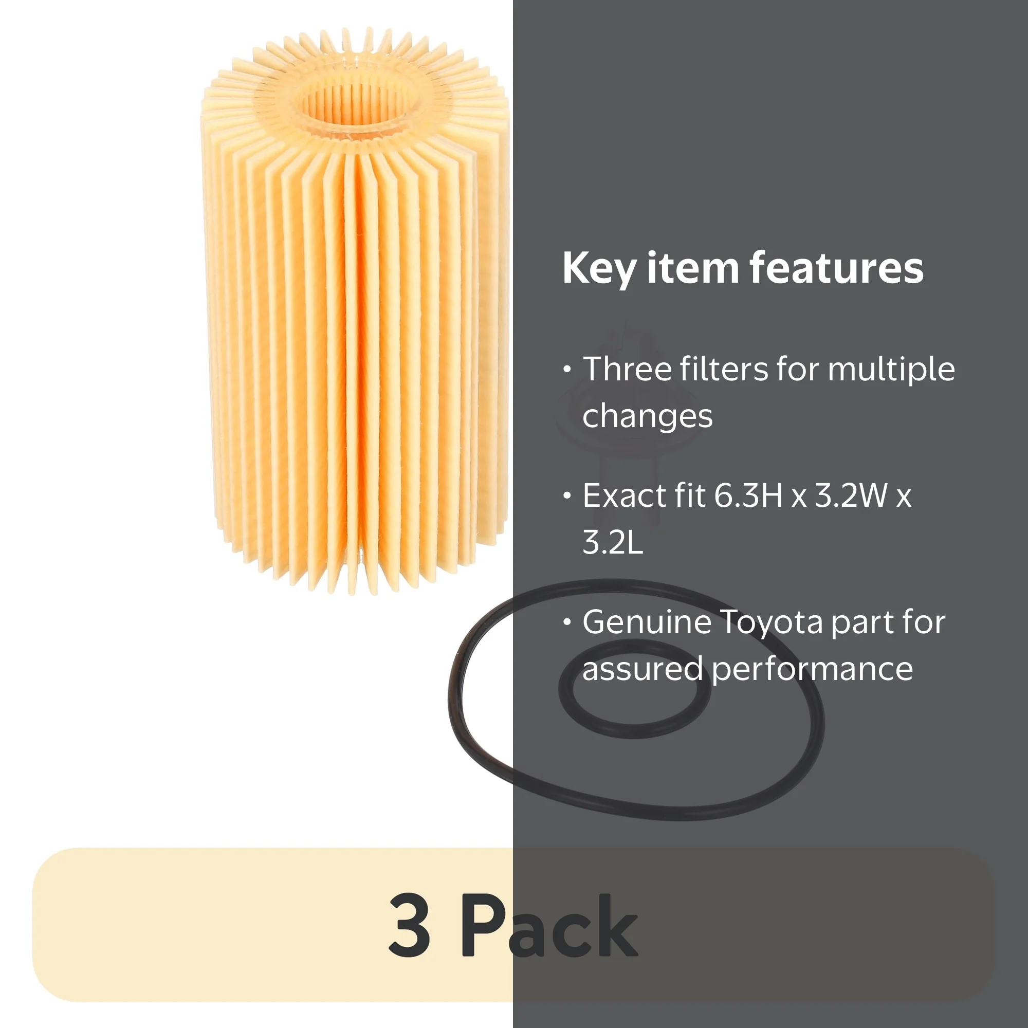 3 pack) Toyota Original Equipment 04152-YZZA4 Engine Oil Filter