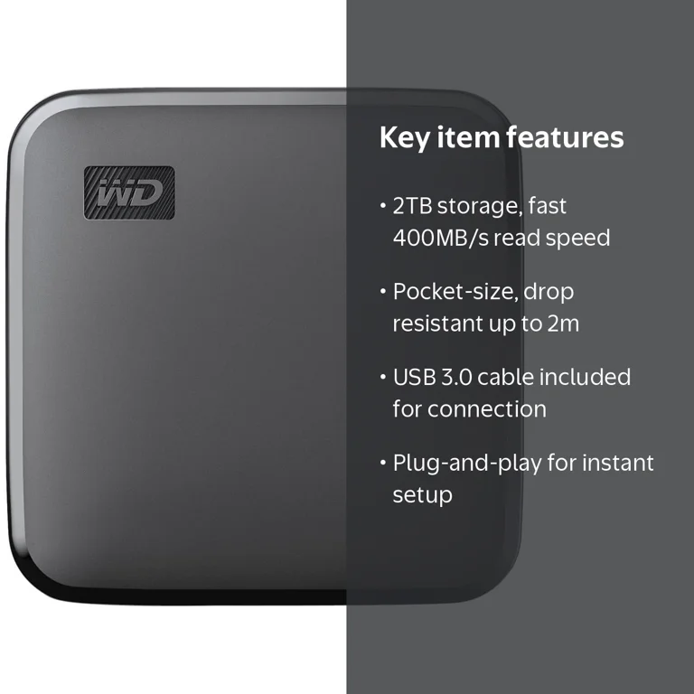 WD 2TB Elements SE Portable External SSD - Laptop Backup Storage