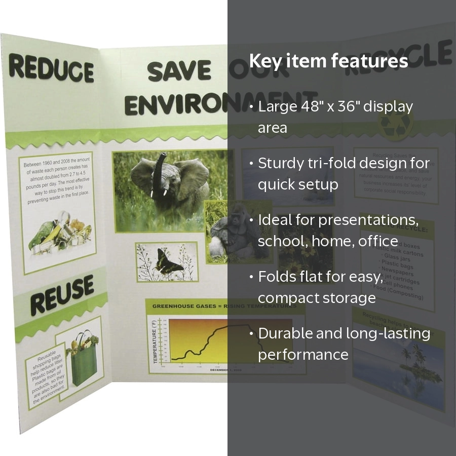 Elmer's Tri-Fold Corrugated Project Display Board, 4'x3', White