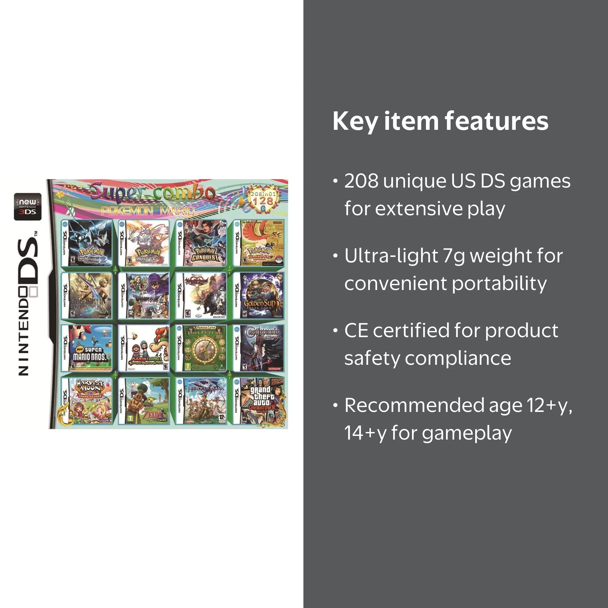 208 DS Game in 1 Cartridges,US Version - Walmart.com