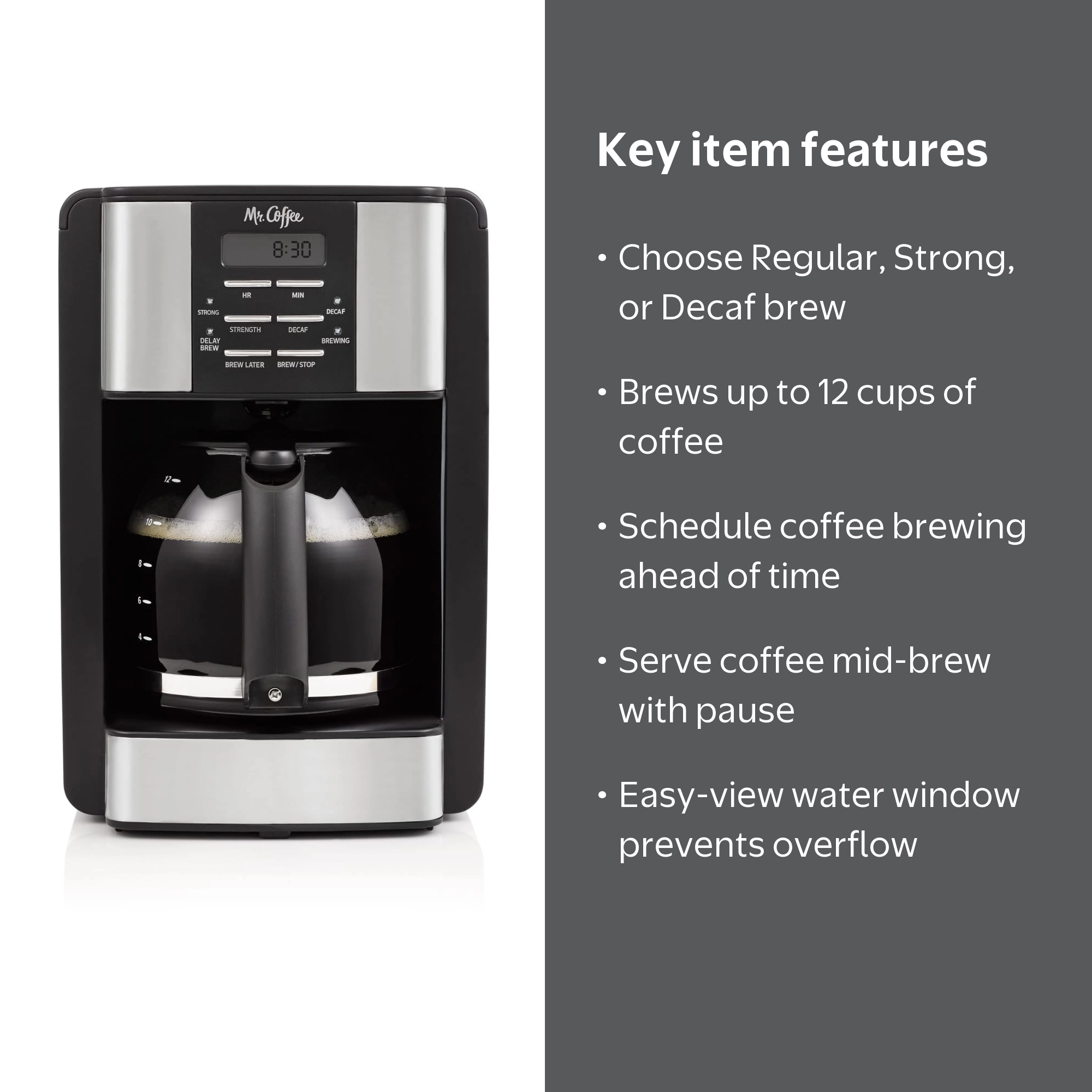 Mr. Coffee, 12 Cup Programmable Coffee Maker, 3 Ways to Brew