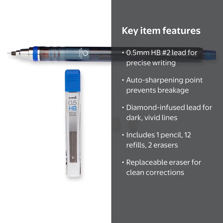uni-ball Kuru Toga Mechanical Pencil Set with Eraser Refill, 0.5mm