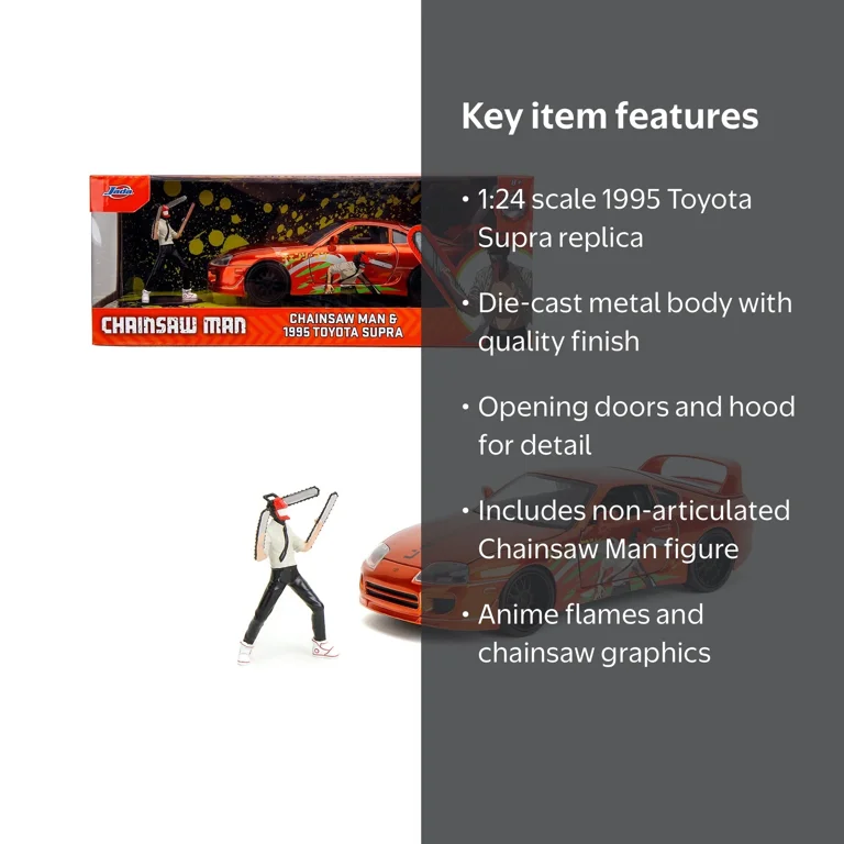 Chainsaw Man - Anime HWR 1995 Toyota Supra – 1:24 Diecast Car by