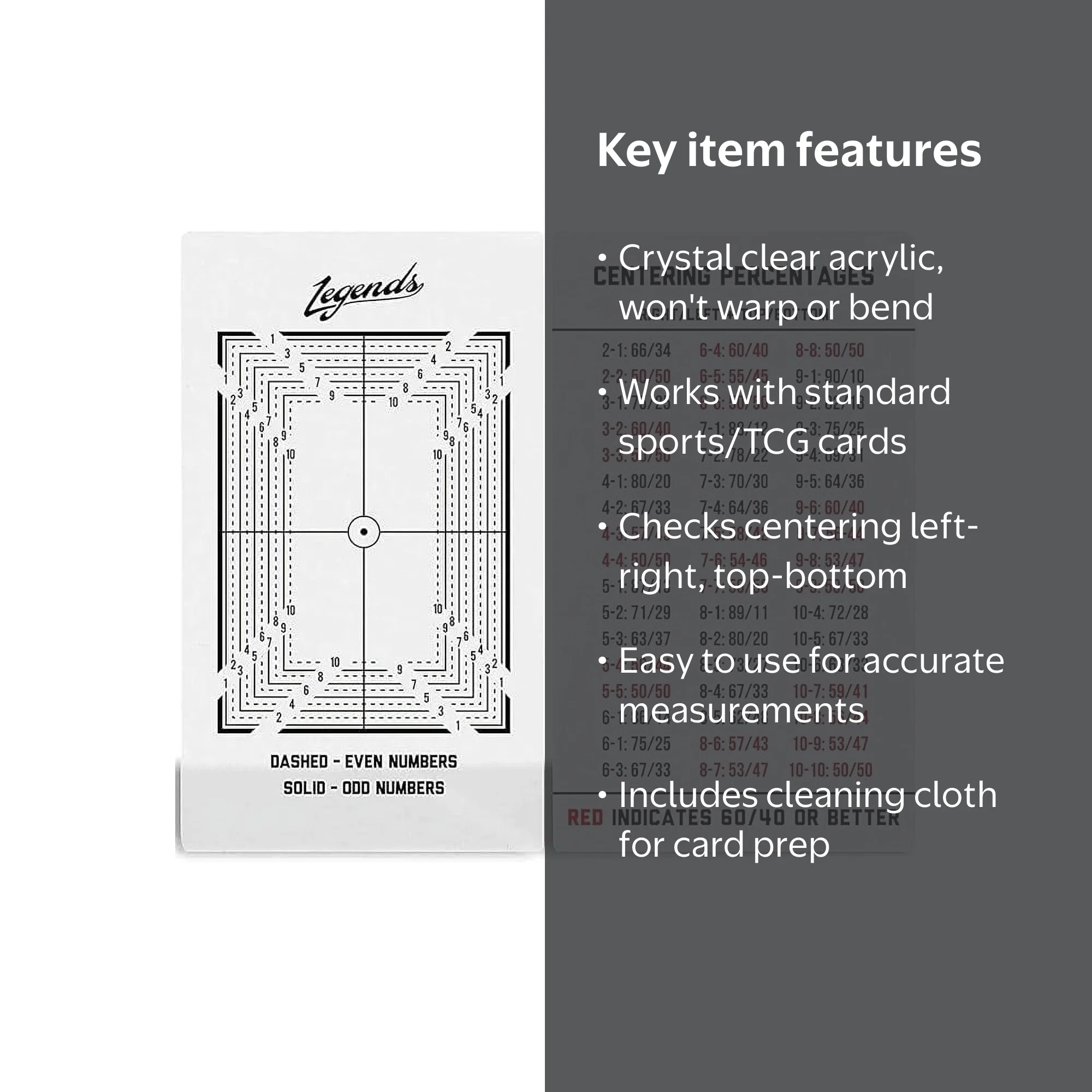 card grader tool Kraftex Centering Grading which is durable and reduces common issues Legends Card Grading Centering Tool