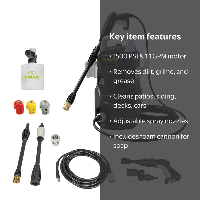 Sun Joe, Electric Pressure Washer, 1500 PSI, Portable Outdoor