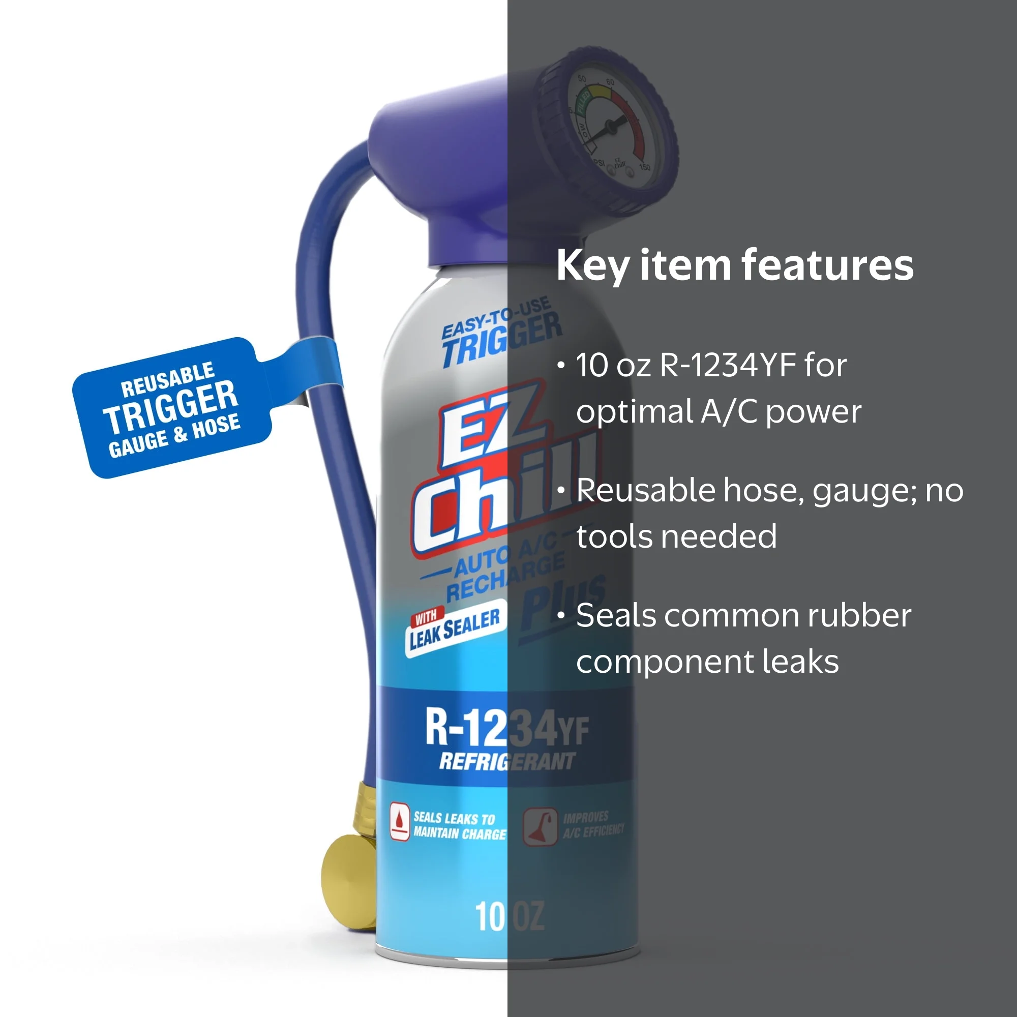 EZ Chill R-1234YF Refrigerant Plus Leak Sealer Car A/C Recharge