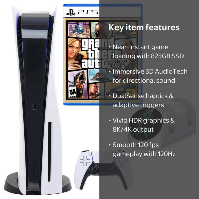 Sony PlayStation 5 Console with GTA V and Dual Dock Charger