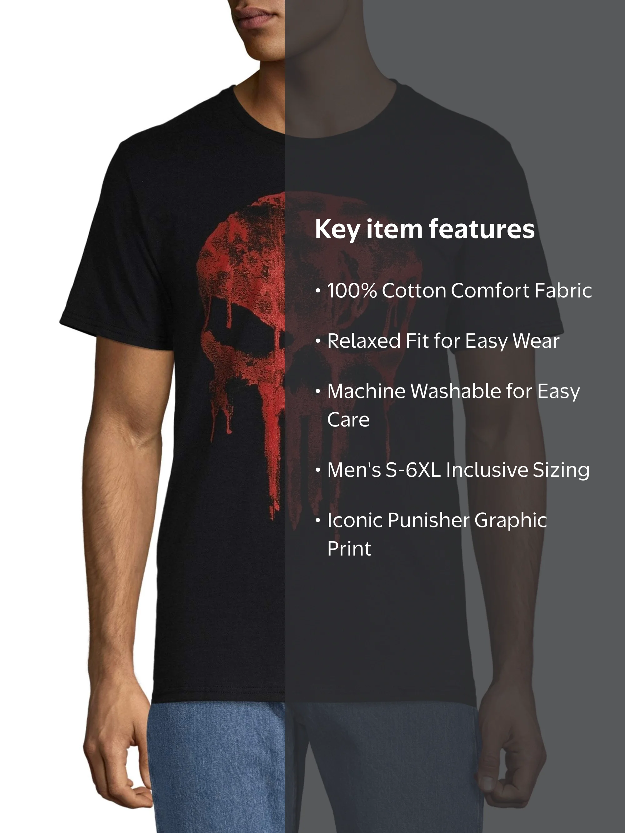 Marvel Punisher Graphic Tee Shirt - Sizes S-6XL - Walmart.com