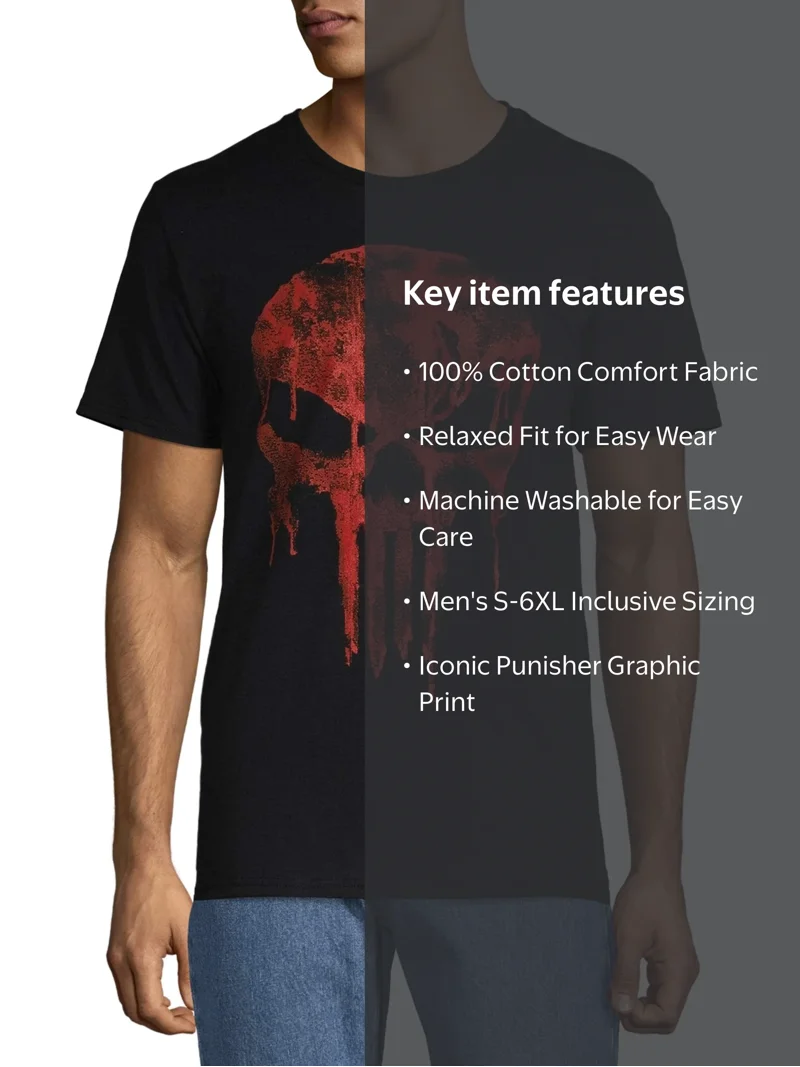 Marvel Punisher Graphic Tee Shirt - Sizes S-6XL - Walmart.com