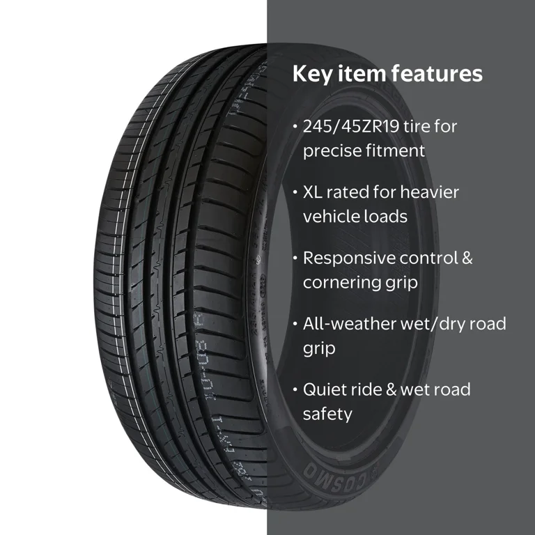 Cosmo, Passenger Tire, 245/45ZR19 102Y XL, All Season - Walmart.com