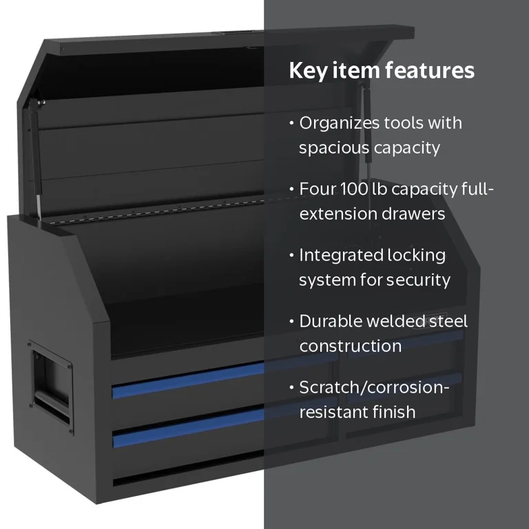 HART 42-Inch 4-Drawer Heavy-Duty Steel Tool Chest, Locking Top