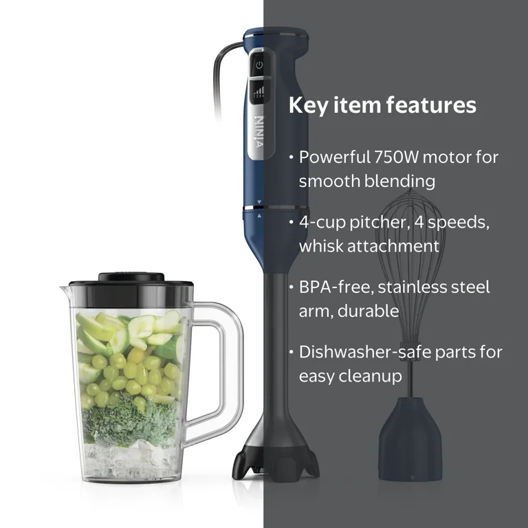 Ninja, Power Duo Immersion Blender with Whisk, 4-speed, 750W