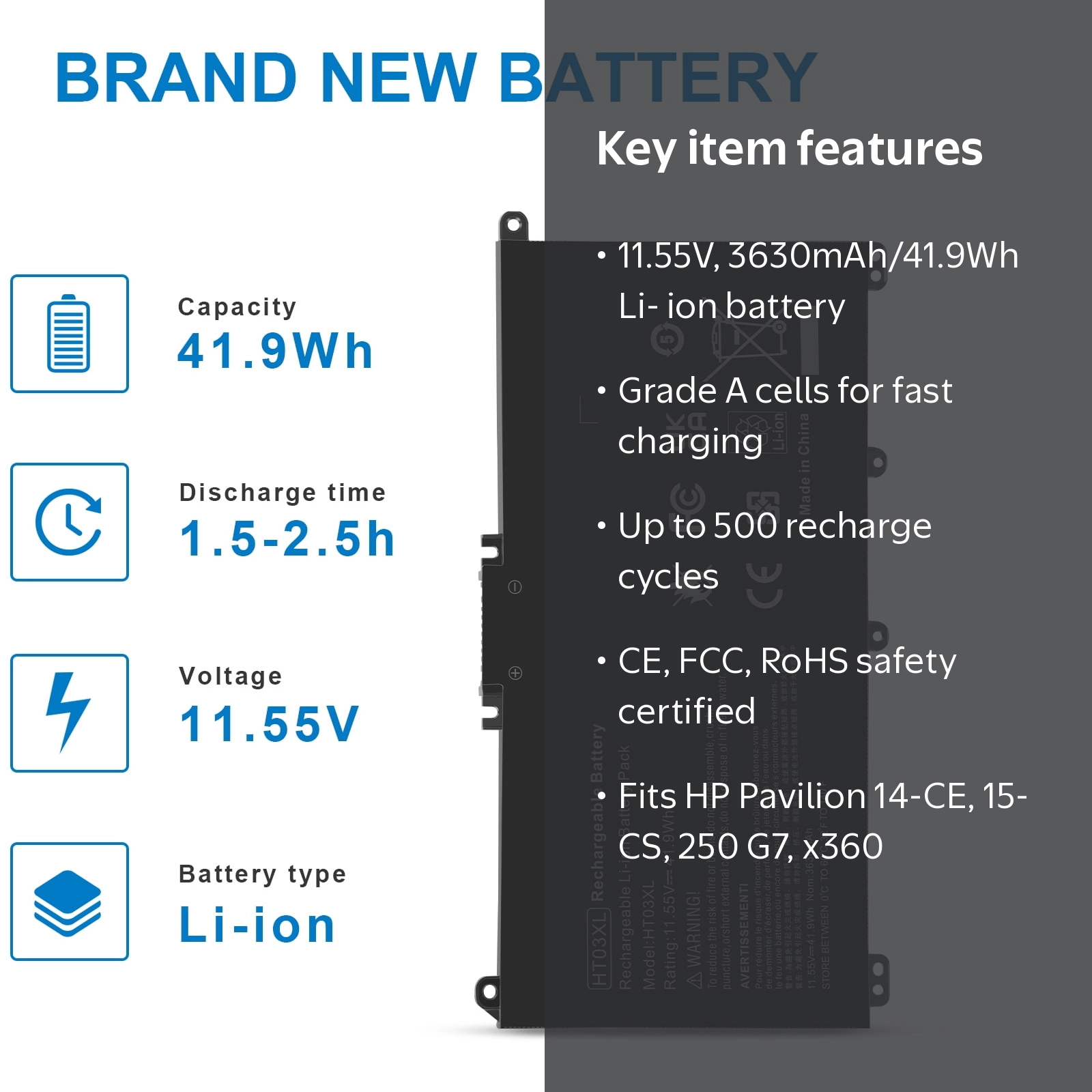 HT03XL L11119-855 Laptop Battery for HP Pavilion 14-CE Series