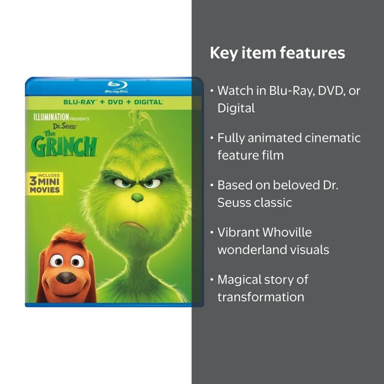 Dr. Seuss' The Grinch (Blu-Ray, DVD, Digital) - Walmart.com