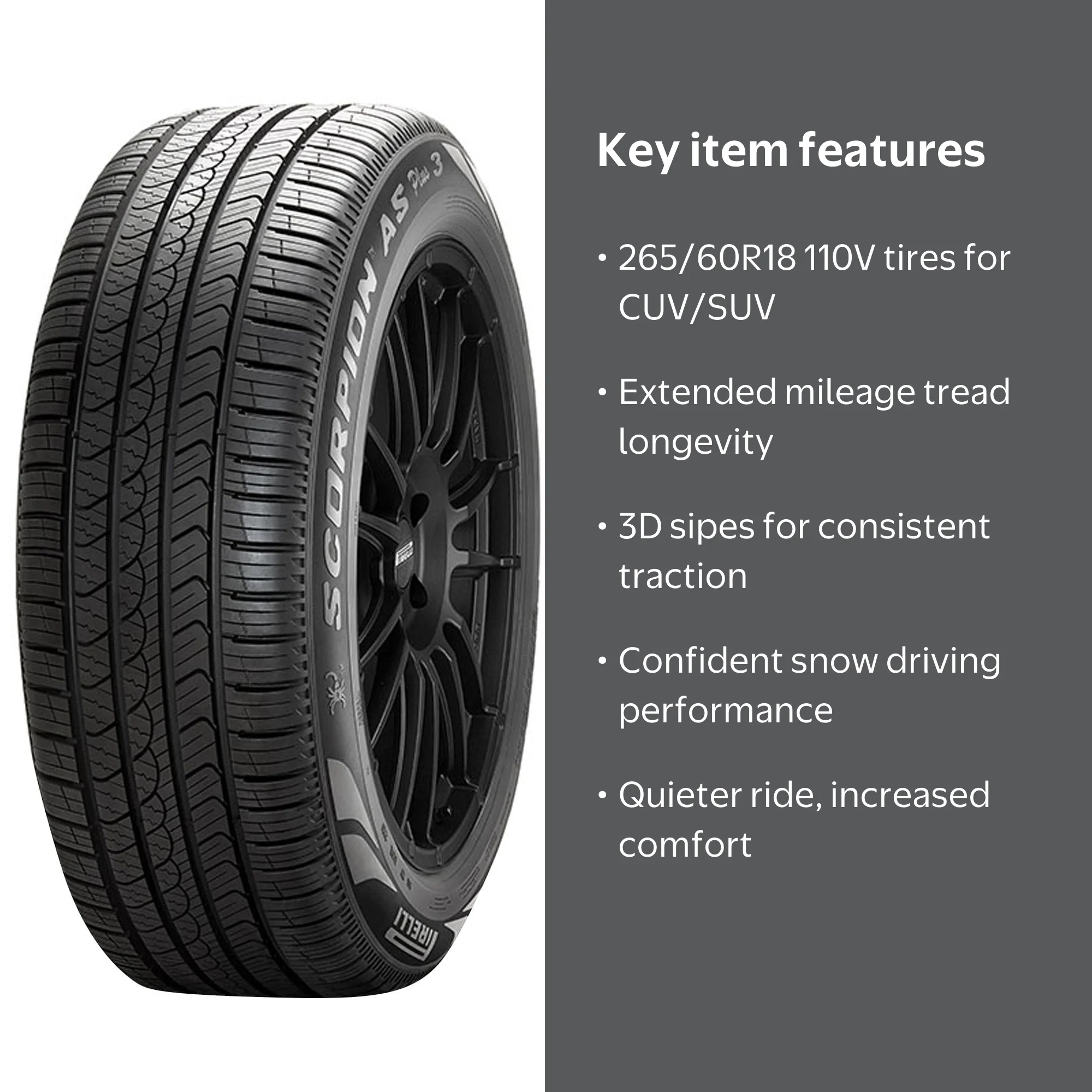 Pirelli Scorpion All Season Plus 3 Touring SUV Crossover Tire, 265