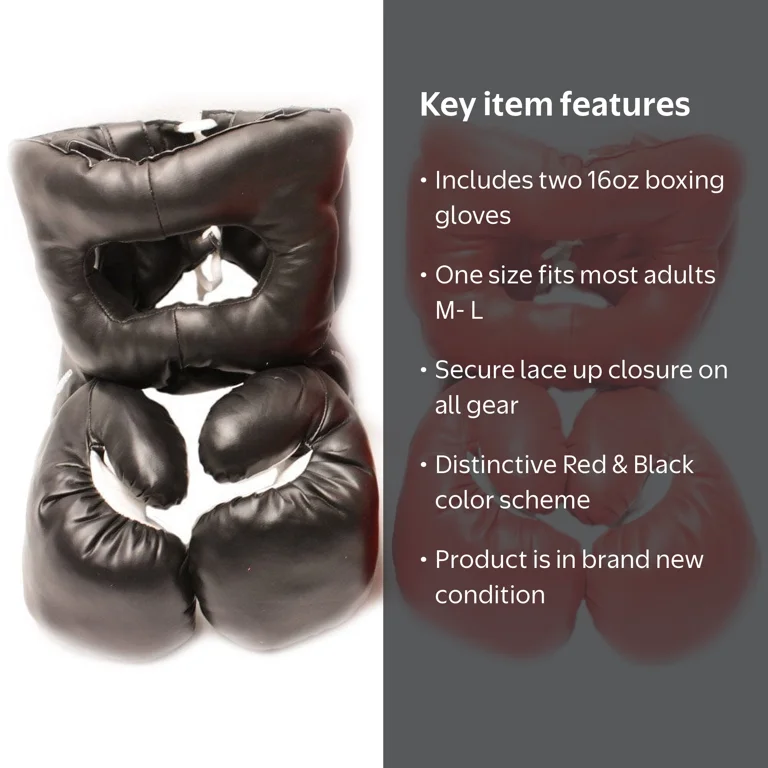Rex, Boxing Gloves, 16 oz, Black and Red for Training - Walmart.com