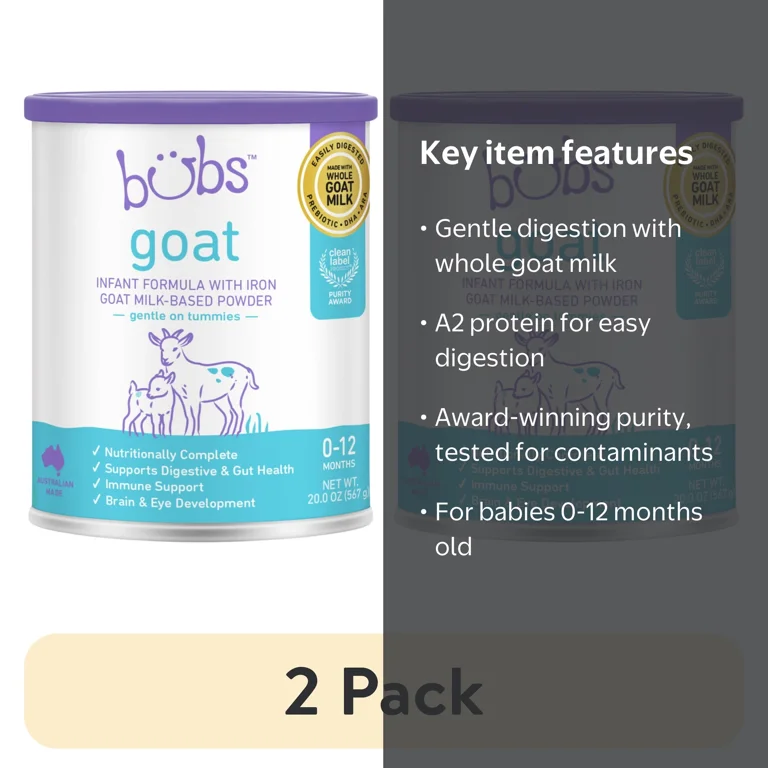 2 pack) Bubs Easy Digest Goat Milk Infant Formula Powder (Babies 0