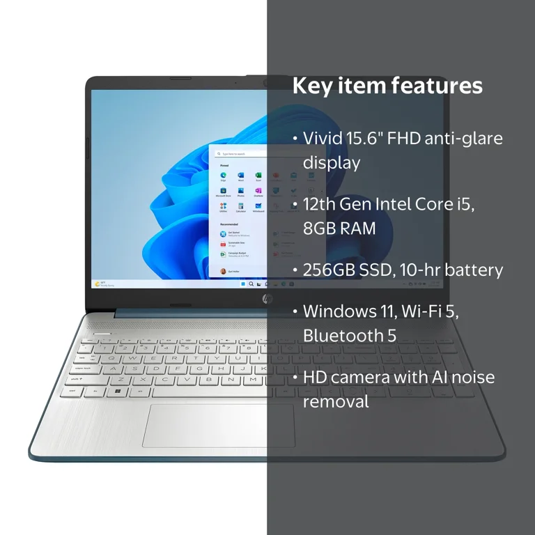 HP 15.6 inch FHD Laptop, Intel Core i5-1235U, 8GB RAM, 256GB SSD