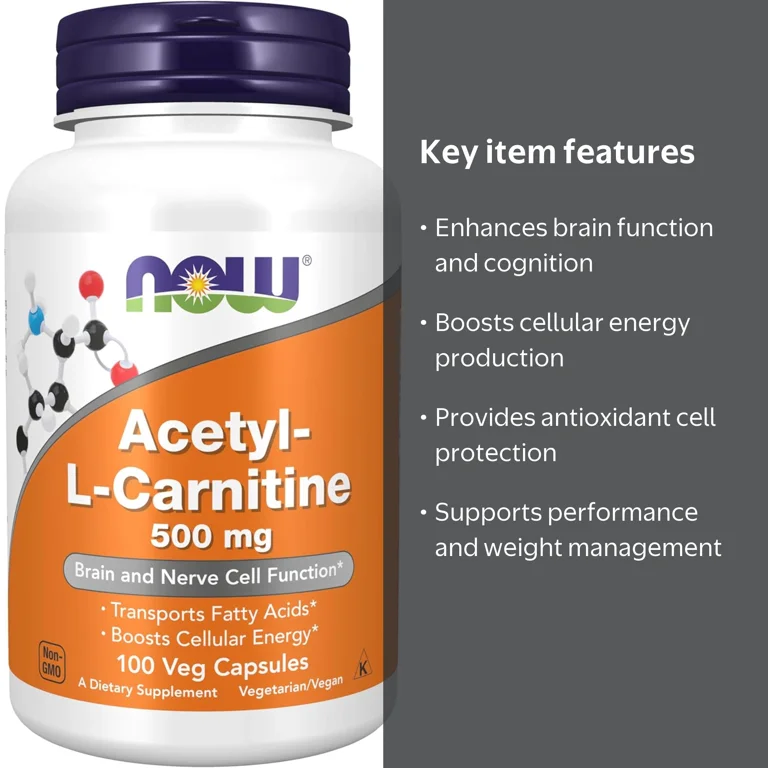 vital nutrients acetyl l carnitine NOW Foods Acetyl-L Carnitine, Cognitive Support, Vegetarian Supplement, 500 mg, 100 Capsules Murray Inventory Priority