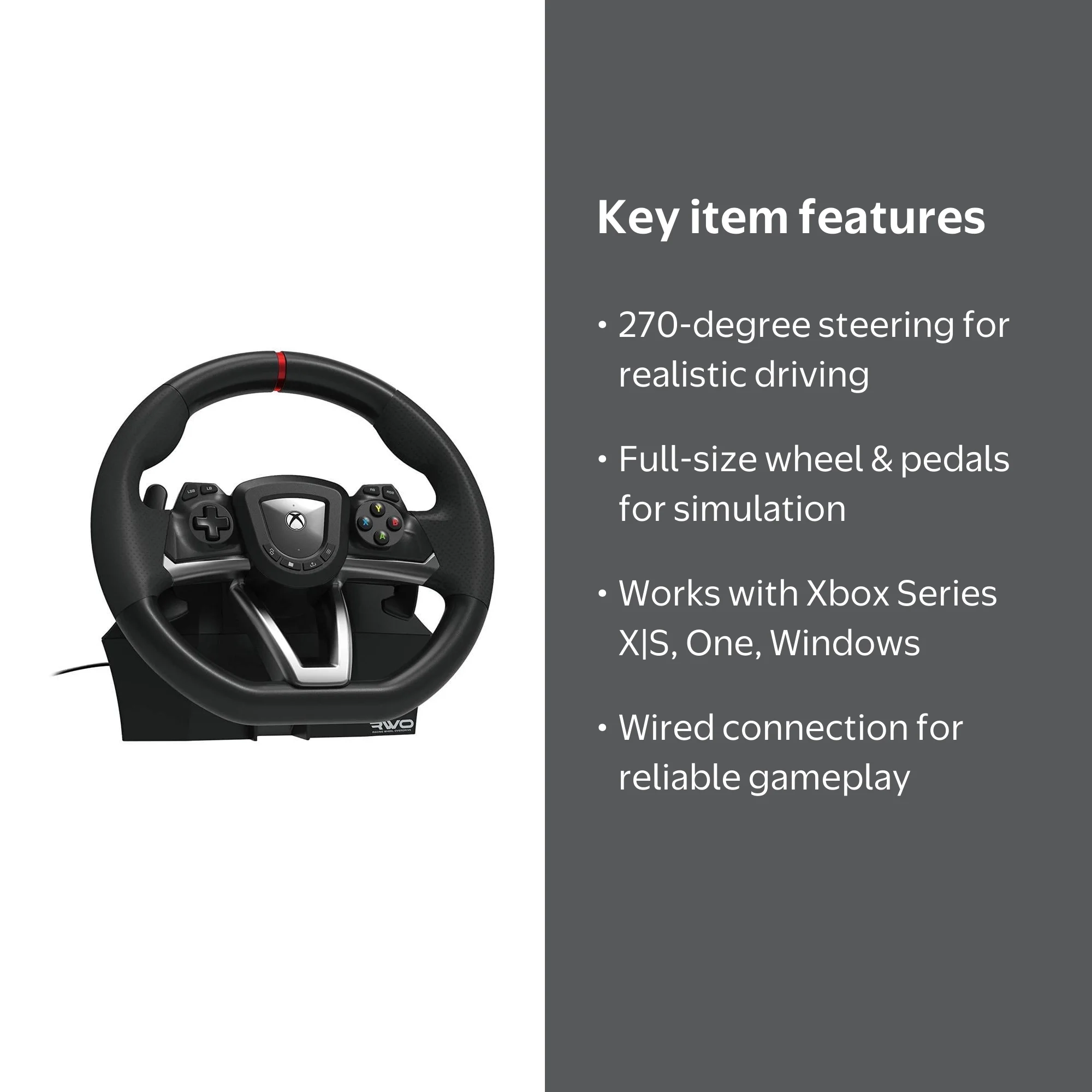 HORI, Racing Wheel Overdrive, Xbox Series X/S, Wired, Black