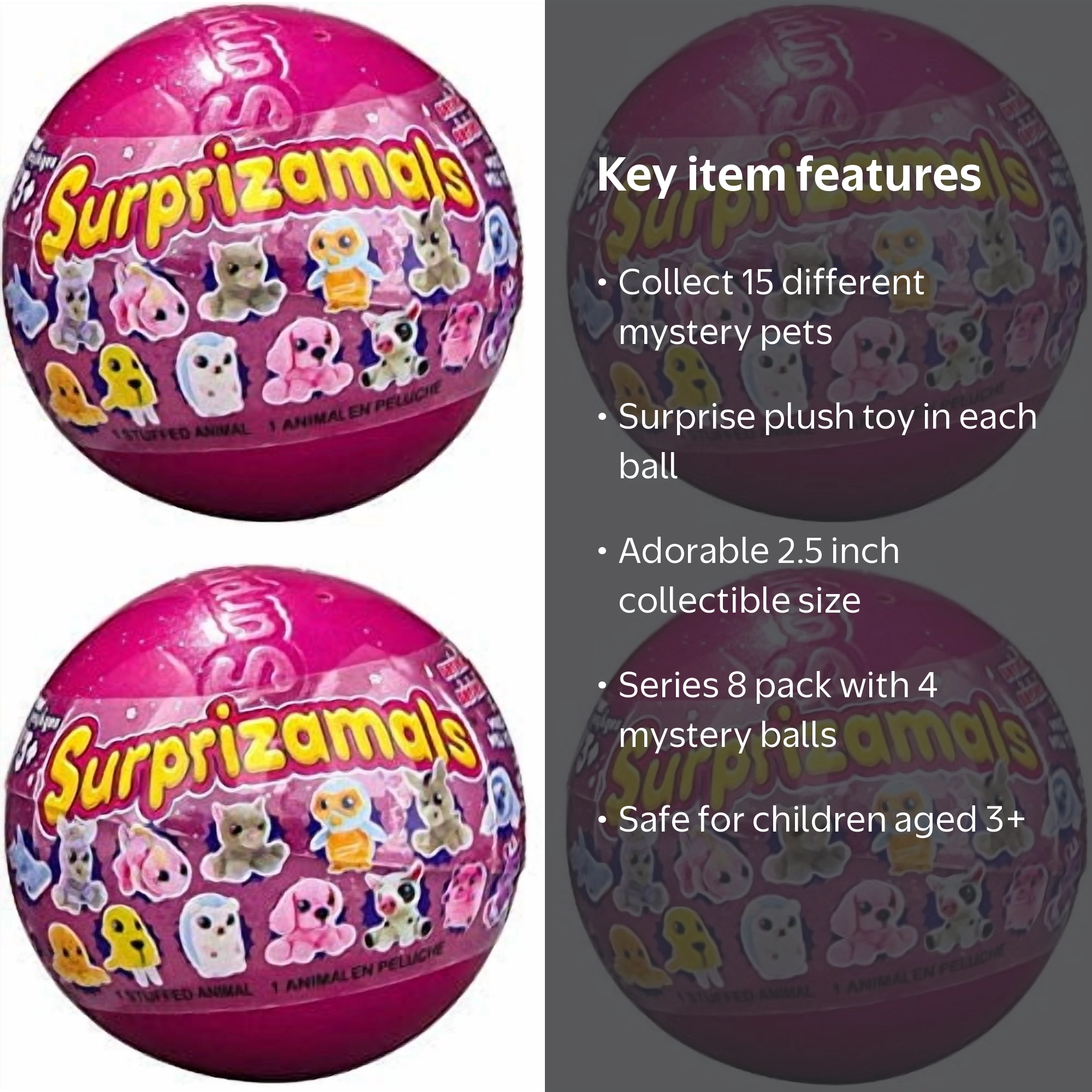 surprizamals series 8 - pack of 4 mystery balls with collectible