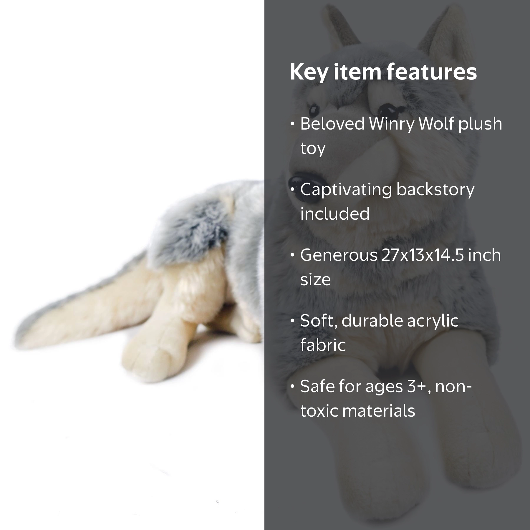 Tiger Tale Toys - Winry The Wolf, 27 Inch Realistic Plushie