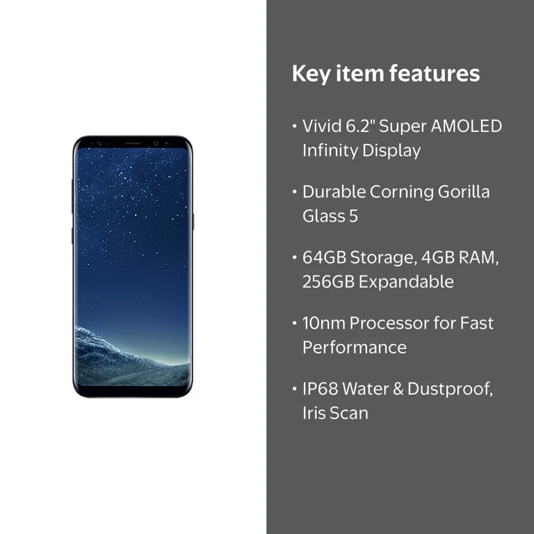 SAMSUNG Galaxy S8+ 64GB Unlocked Smartphone, Black - Walmart.com
