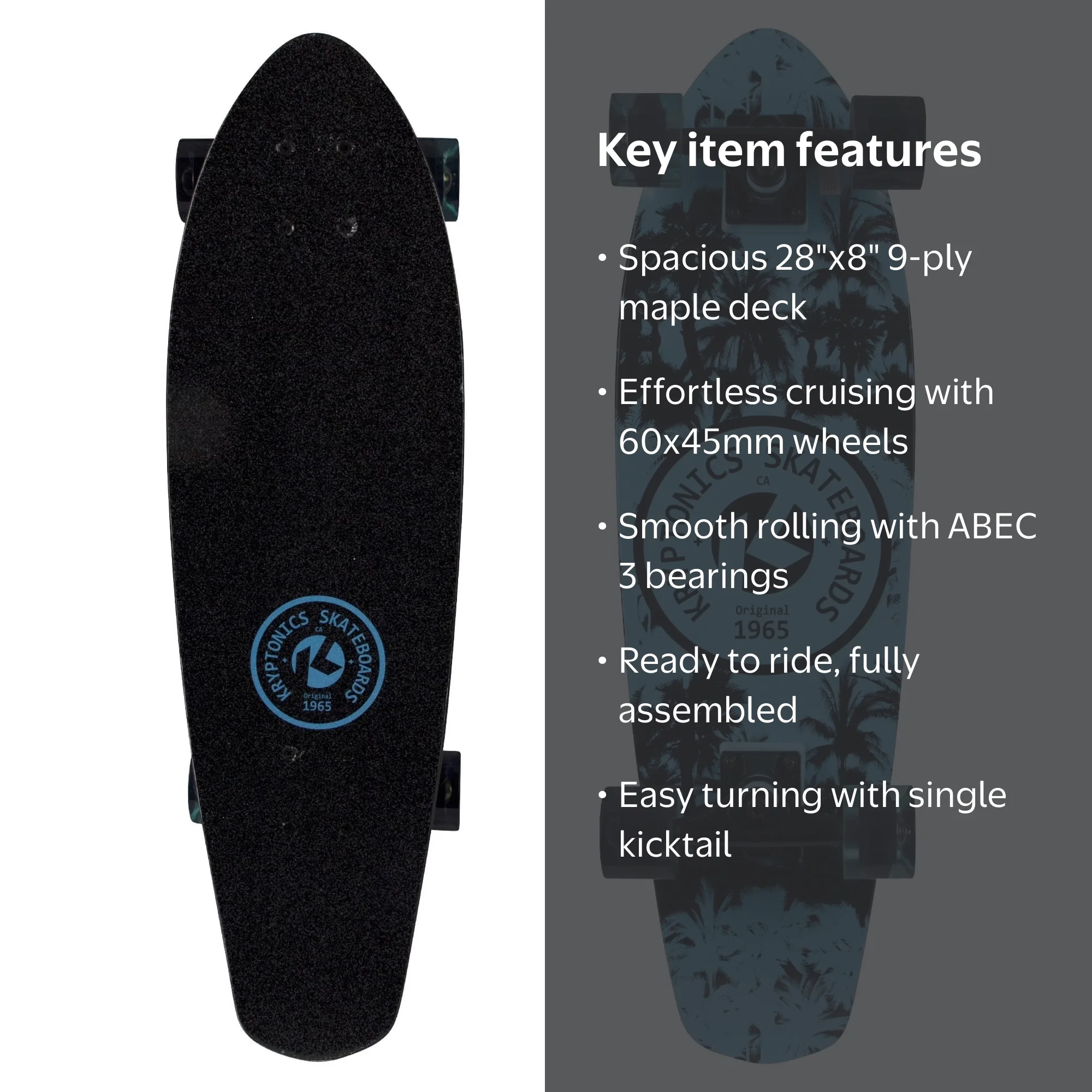 Kryptonics 28 Cruiser Skateboard - Maple Deck - Walmart.com