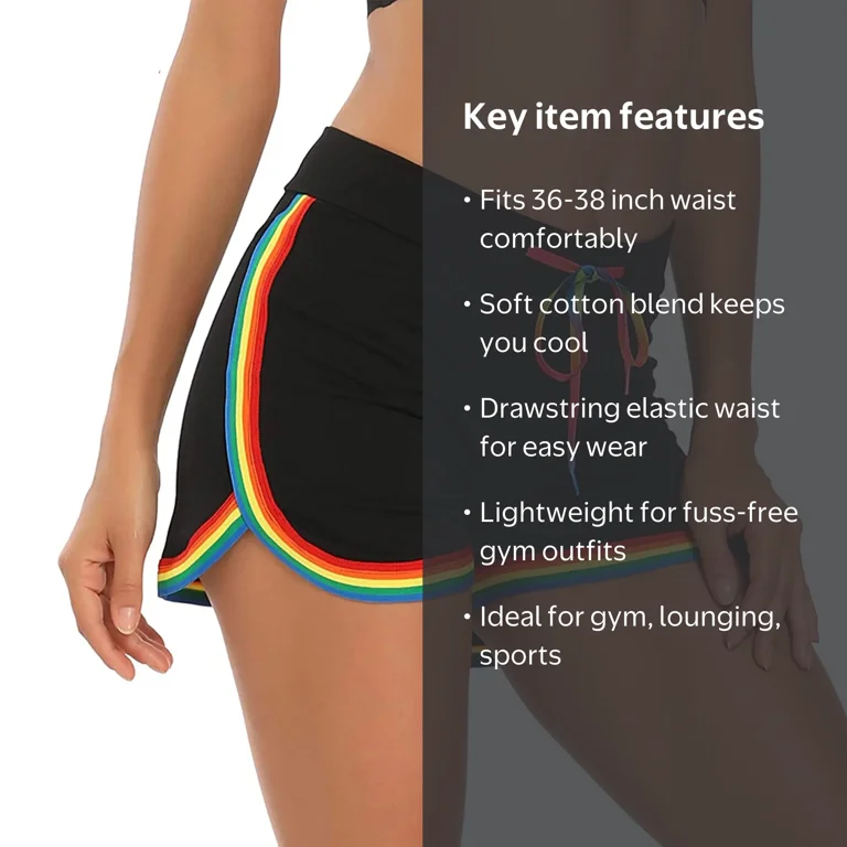 HDE Women Dolphin Shorts Running Workout Clothes Black Rainbow