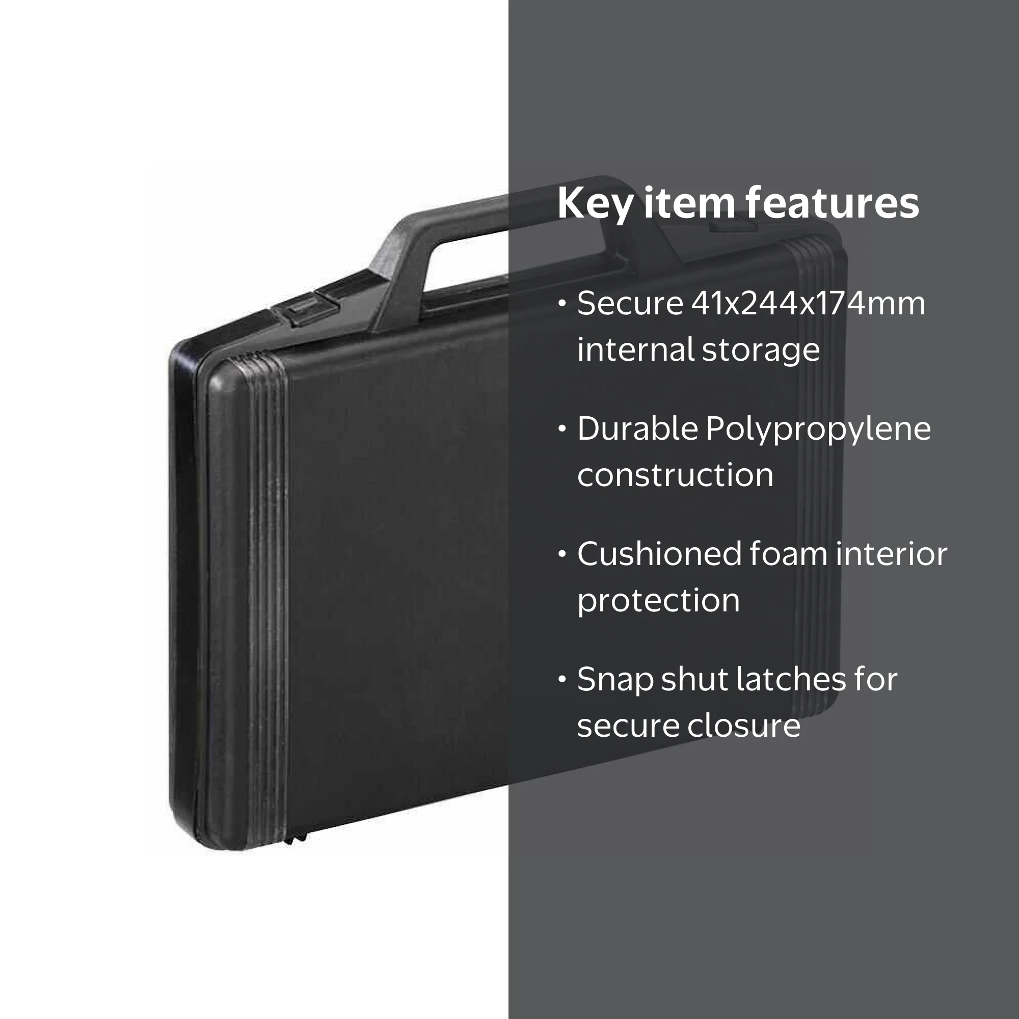 RARAION Black Polypropylene Briefcase Storage Case with Foam
