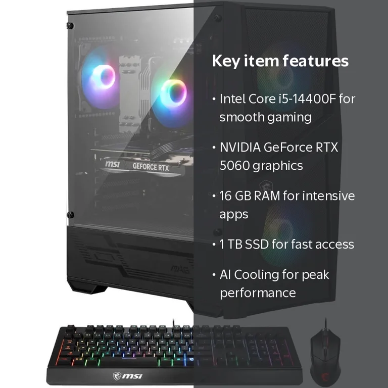 MSI Codex R2 14th Gaming Desktop, Intel Core i5 i5-14400F, 16GB