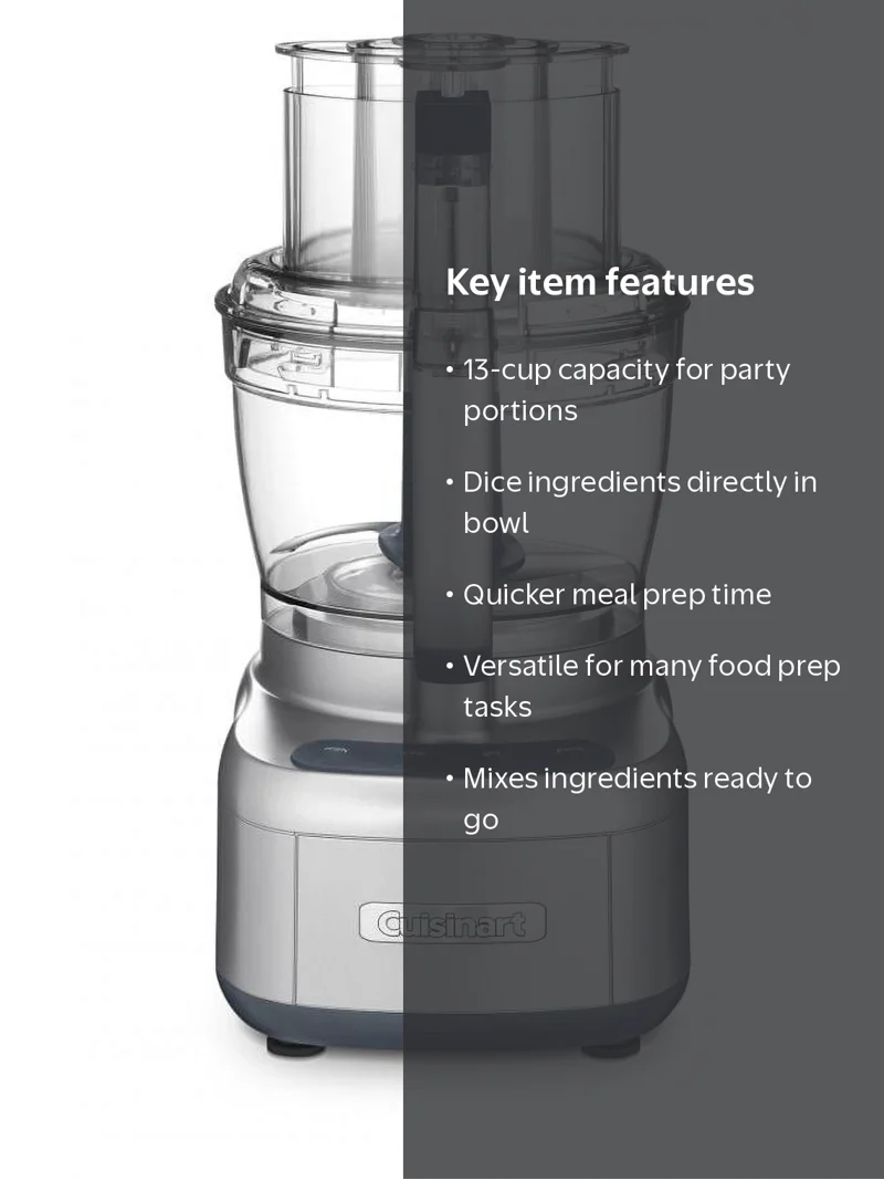 Cuisinart 13カップフードプロセッサー シルバー Cuisinart Elemental 13 Cup Food Processor with Dicing, Silver