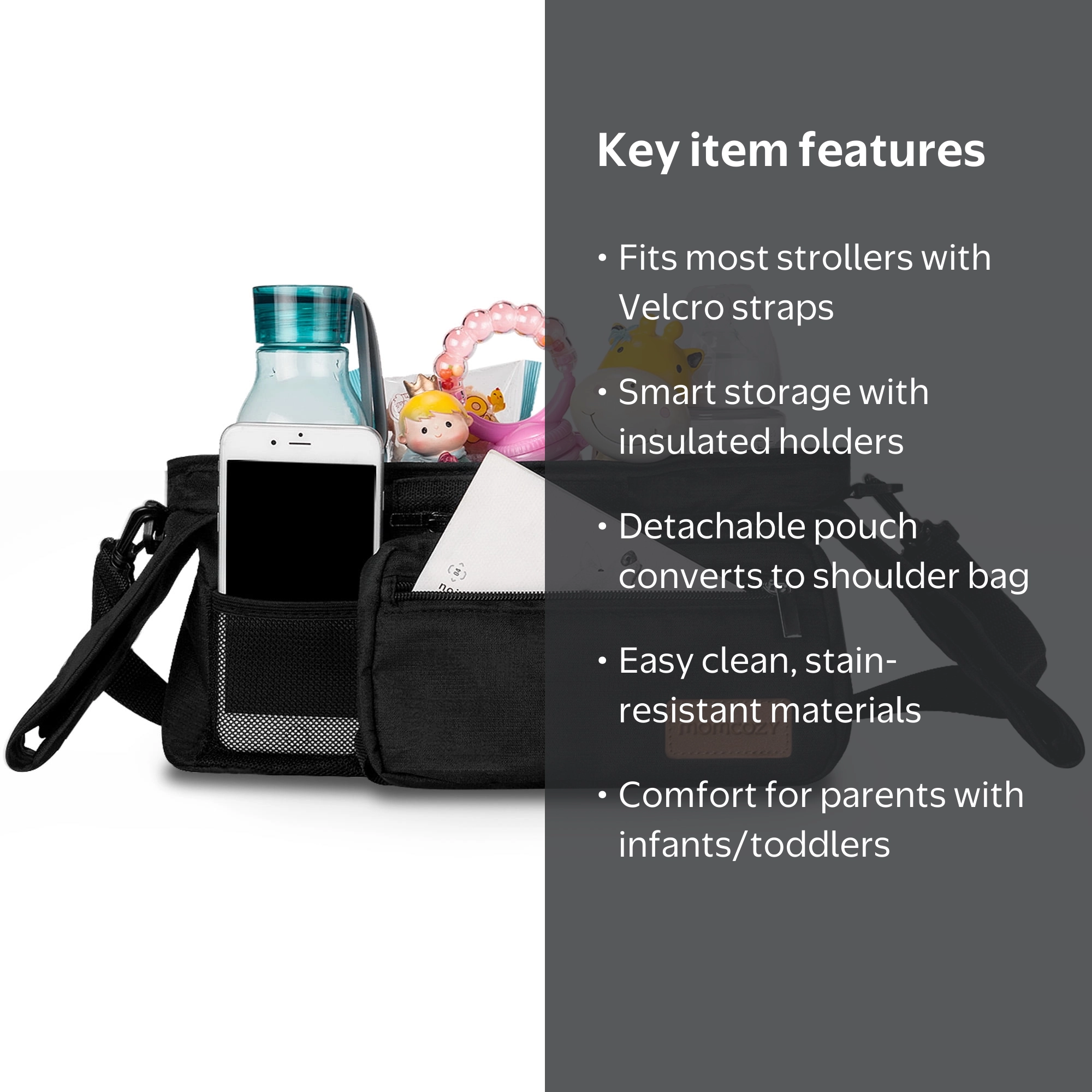 Momcozy Stroller Organizer with Insulated Cup Holders Large