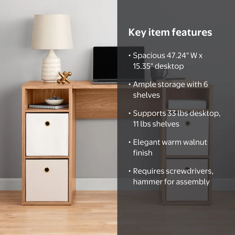 Mainstays 4-Cube Storage Desk, Warm Walnut - Walmart.com