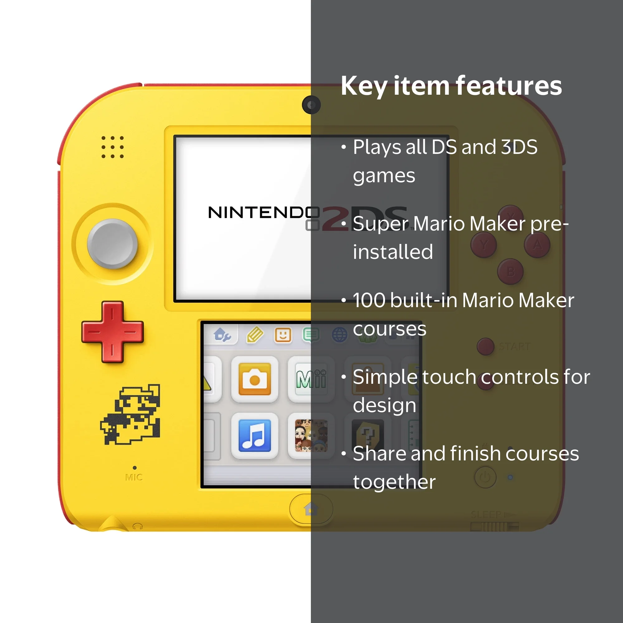 Nintendo 2DS System with Super Mario Maker (Pre-Installed), Yellow