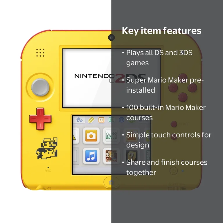 Nintendo 2DS System with Super Mario Maker (Pre-Installed), Yellow