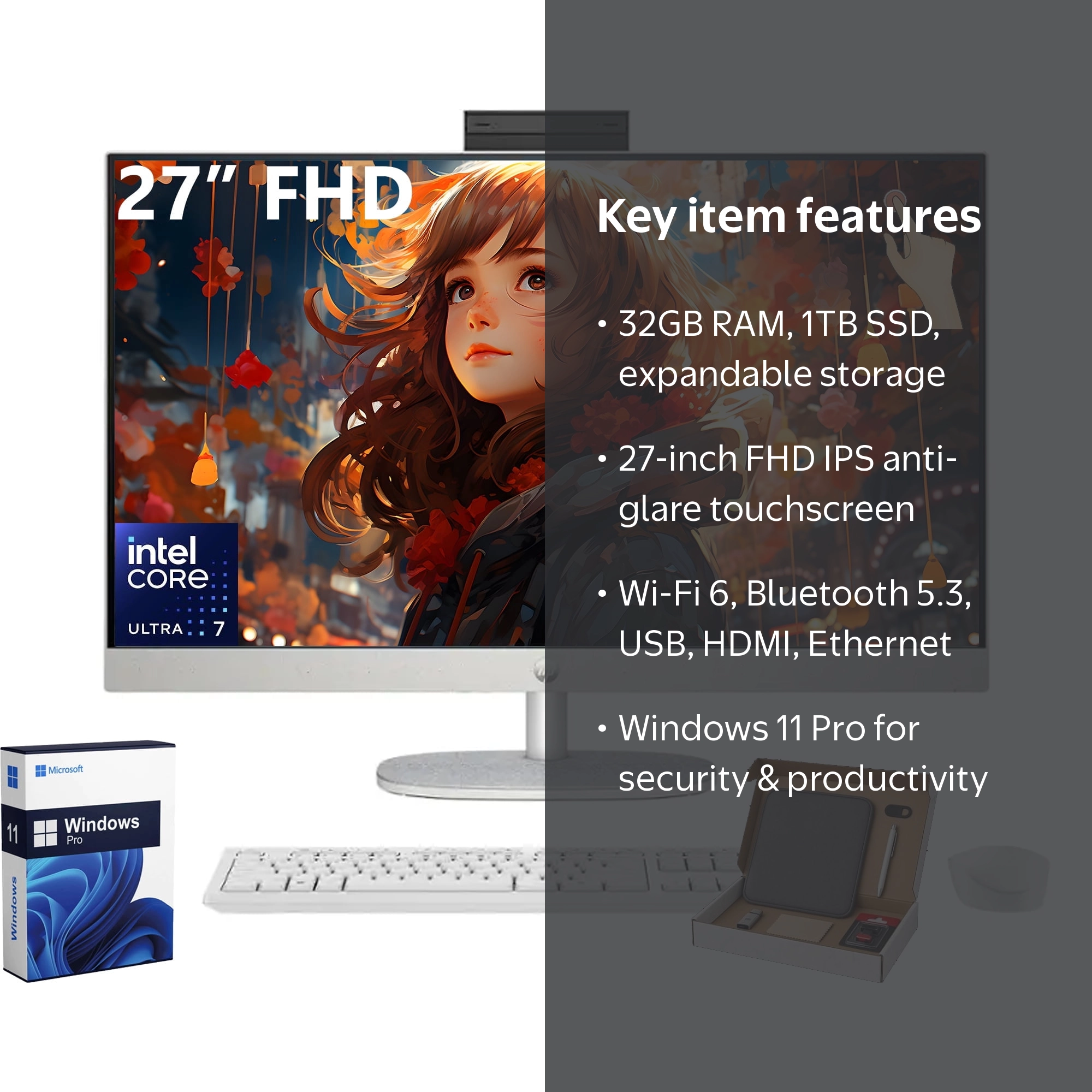 HP 27-inch All-in-One Desktop PC • 32GB RAM • 1TB SSD • Intel Core