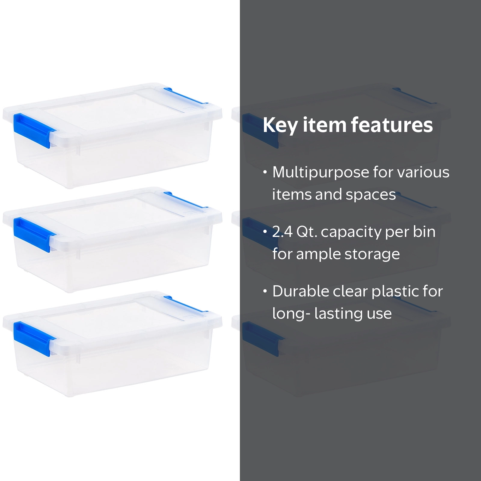 IRIS 2.4 Qt. Plastic Storage Bins with Lids, Clear Containers