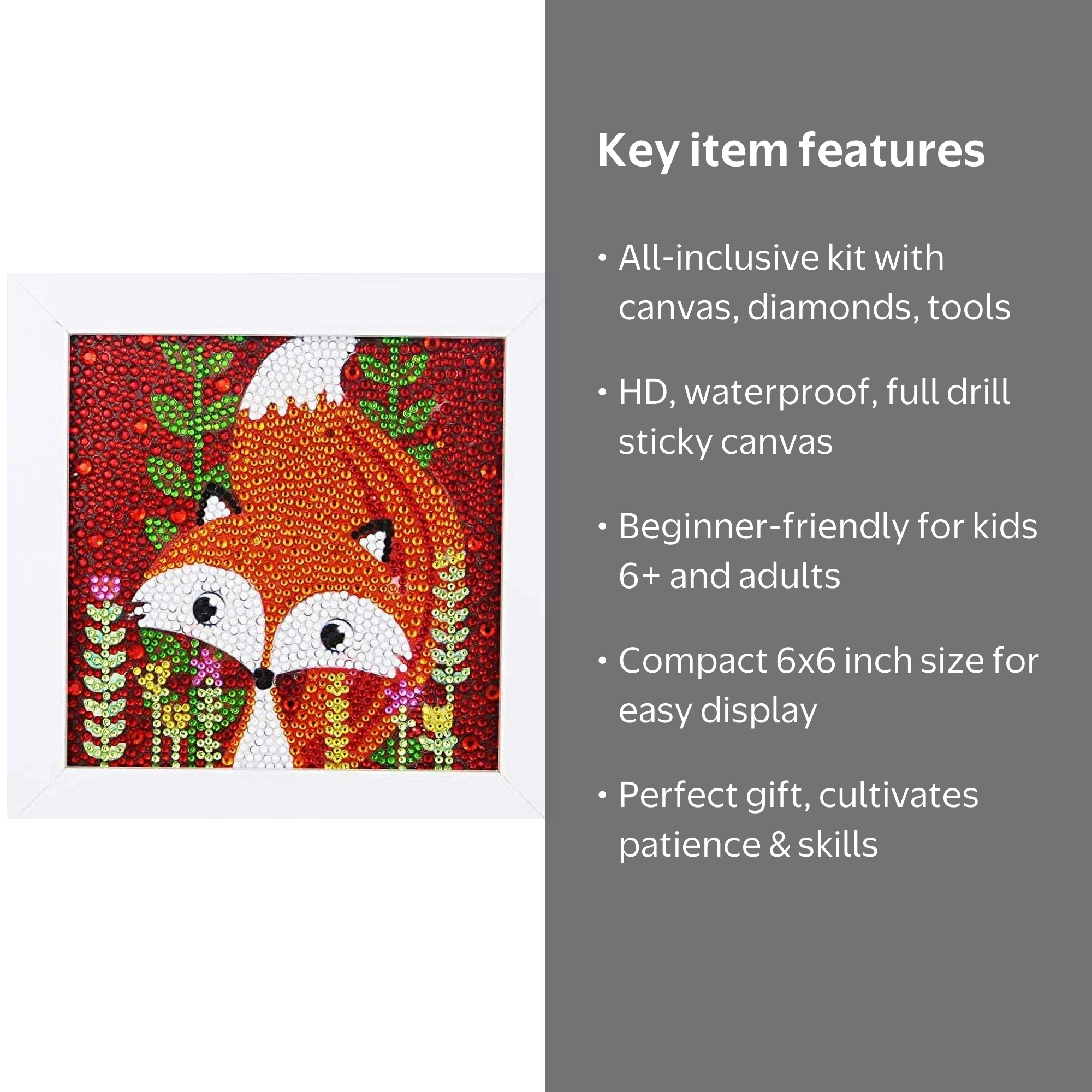 Maydear DIY 5d Diamond Painting Kits with Frame, Animal Art Mosaic