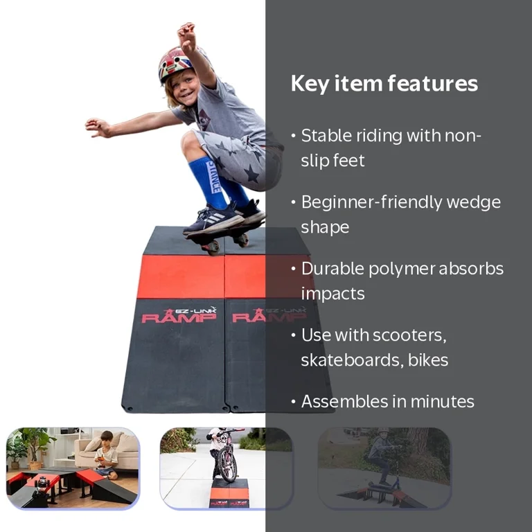 Platports EZ-Link Mini Ramp Jump Skateboard Scooter Hoverboard BMX