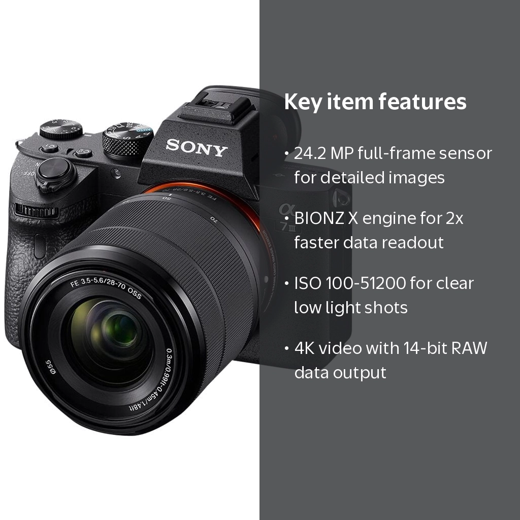 Sony a7 III ILCE-7M3K - 24.2 MP Digital Camera - 4K / 30 fps 28
