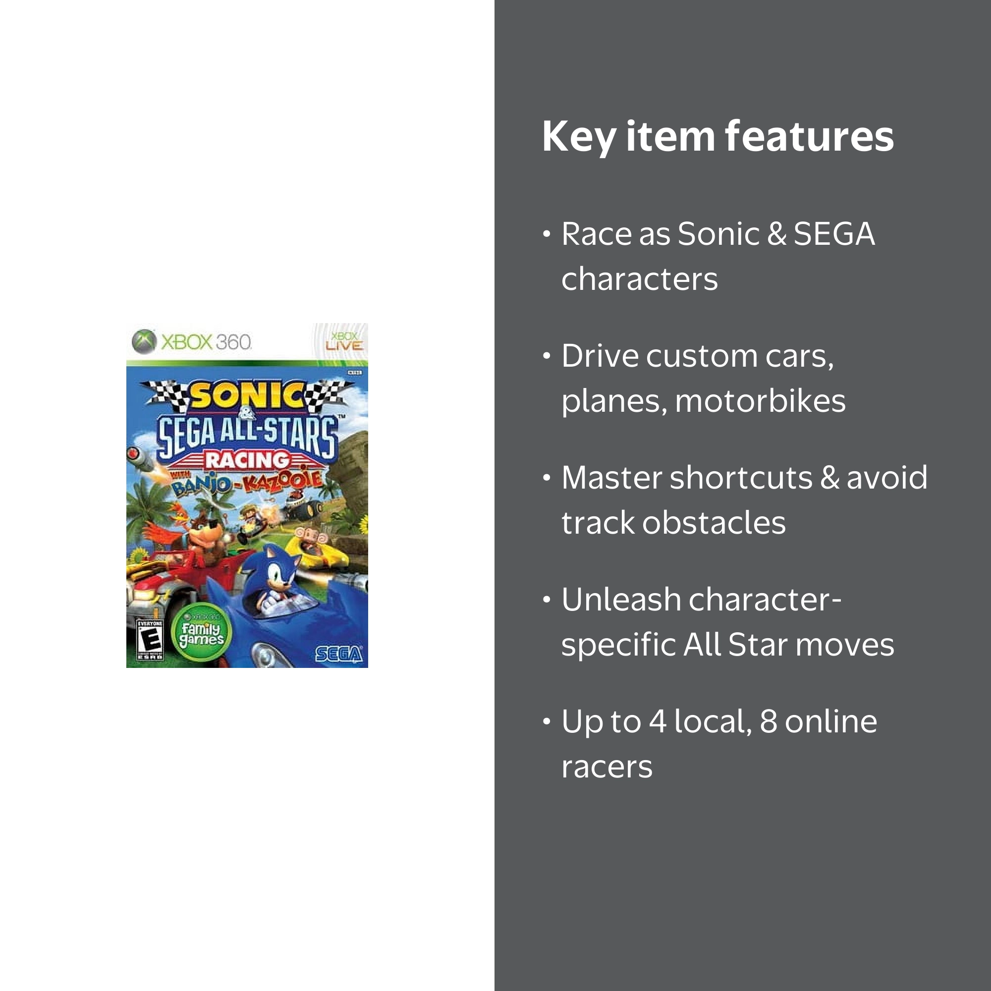 SEGA, Sonic & SEGA All-Stars Racing, 10086680409, Xbox 360